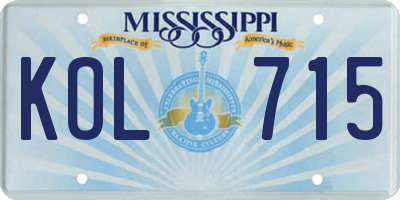 MS license plate KOL715