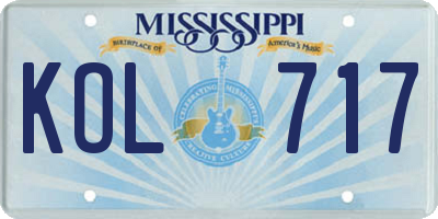 MS license plate KOL717