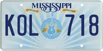 MS license plate KOL718