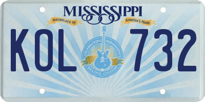 MS license plate KOL732