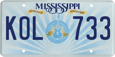 MS license plate KOL733