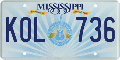 MS license plate KOL736