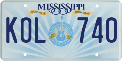 MS license plate KOL740