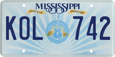 MS license plate KOL742