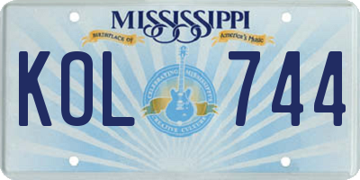 MS license plate KOL744
