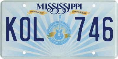 MS license plate KOL746