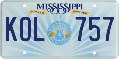 MS license plate KOL757