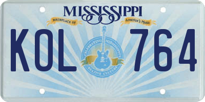 MS license plate KOL764