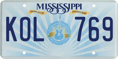 MS license plate KOL769