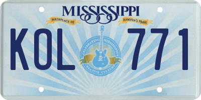 MS license plate KOL771