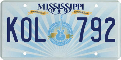 MS license plate KOL792