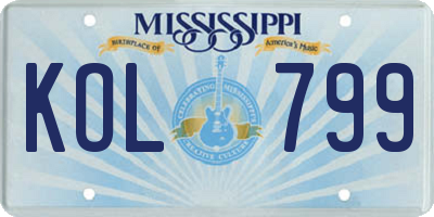 MS license plate KOL799