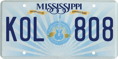 MS license plate KOL808