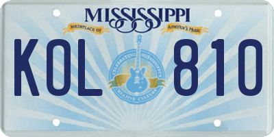 MS license plate KOL810