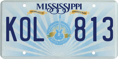 MS license plate KOL813