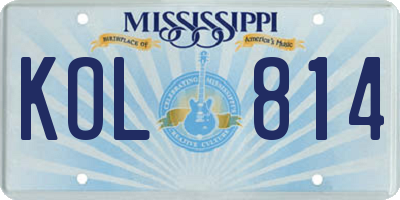 MS license plate KOL814