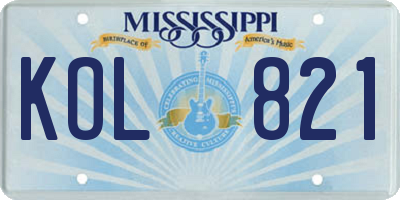 MS license plate KOL821