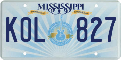 MS license plate KOL827