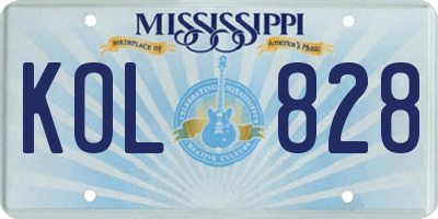 MS license plate KOL828