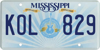 MS license plate KOL829