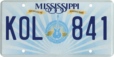 MS license plate KOL841