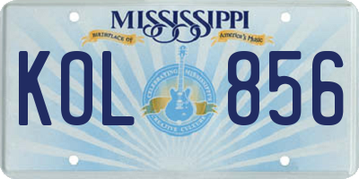 MS license plate KOL856