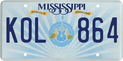 MS license plate KOL864