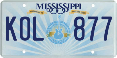 MS license plate KOL877