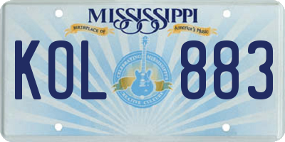 MS license plate KOL883