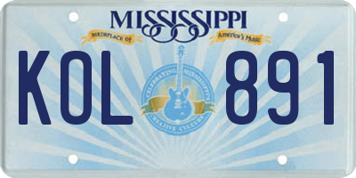 MS license plate KOL891