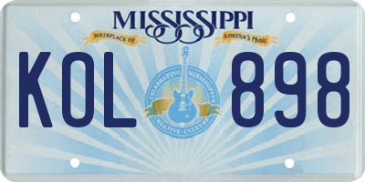 MS license plate KOL898