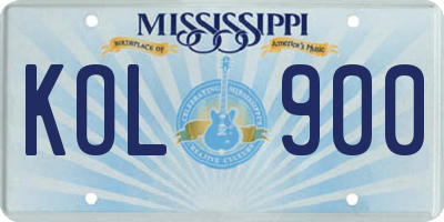 MS license plate KOL900