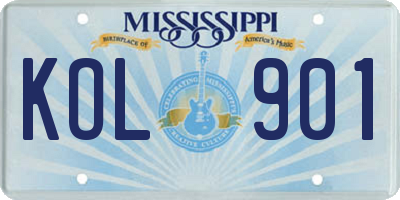 MS license plate KOL901