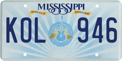 MS license plate KOL946