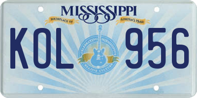 MS license plate KOL956