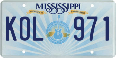 MS license plate KOL971