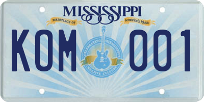 MS license plate KOM001