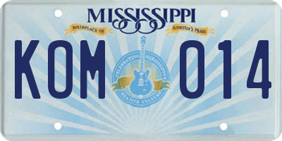 MS license plate KOM014