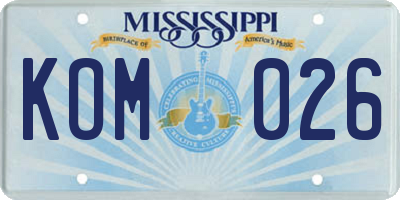 MS license plate KOM026