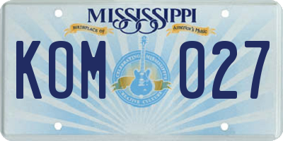 MS license plate KOM027