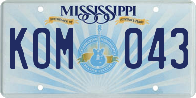 MS license plate KOM043