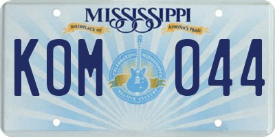MS license plate KOM044