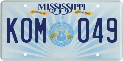 MS license plate KOM049