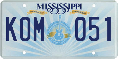 MS license plate KOM051