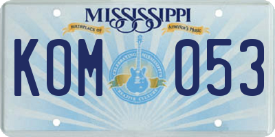 MS license plate KOM053