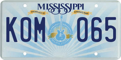 MS license plate KOM065