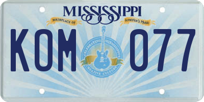 MS license plate KOM077