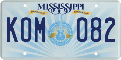 MS license plate KOM082