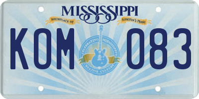 MS license plate KOM083