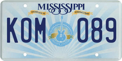 MS license plate KOM089